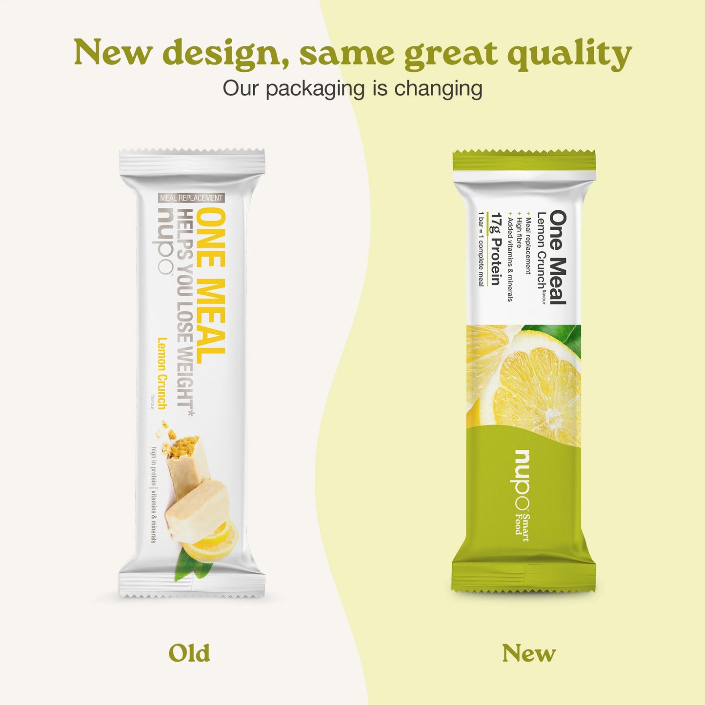 Nupo One Meal Bar Lemon Crunch meal replacement bar new design