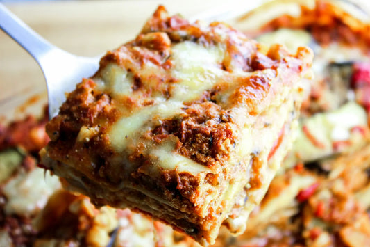 A piece of vegetable lasagna