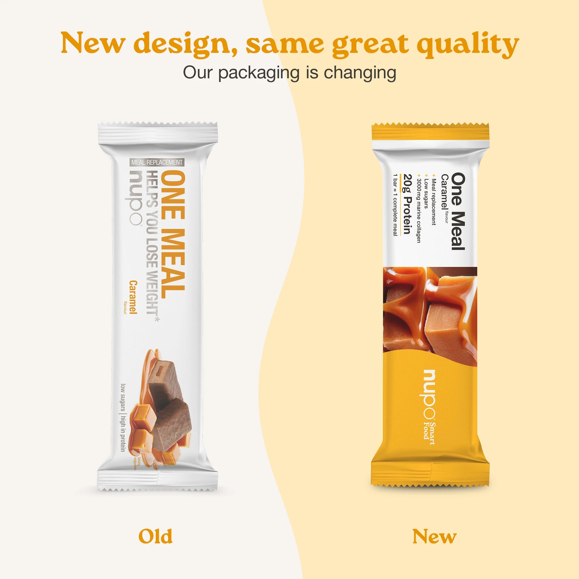 Nupo One Meal Bar Caramel meal replacement bar upright