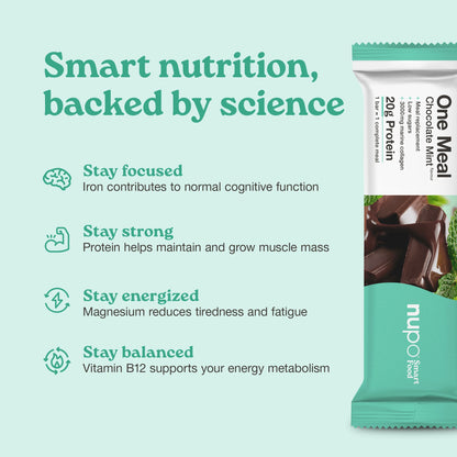 Nupo One Meal Bar Chocolate Mint bar with chocolate and mint