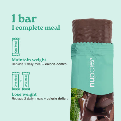Nupo One Meal Bar Chocolate Mint benefits high protein fiber