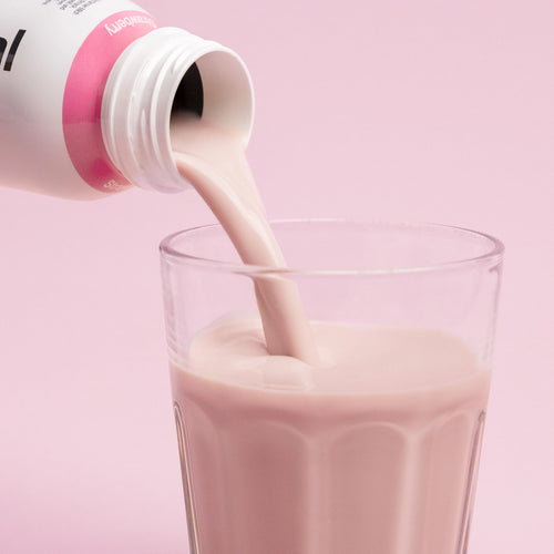 Nupo One Meal RTD Strawberry shake poured into glass