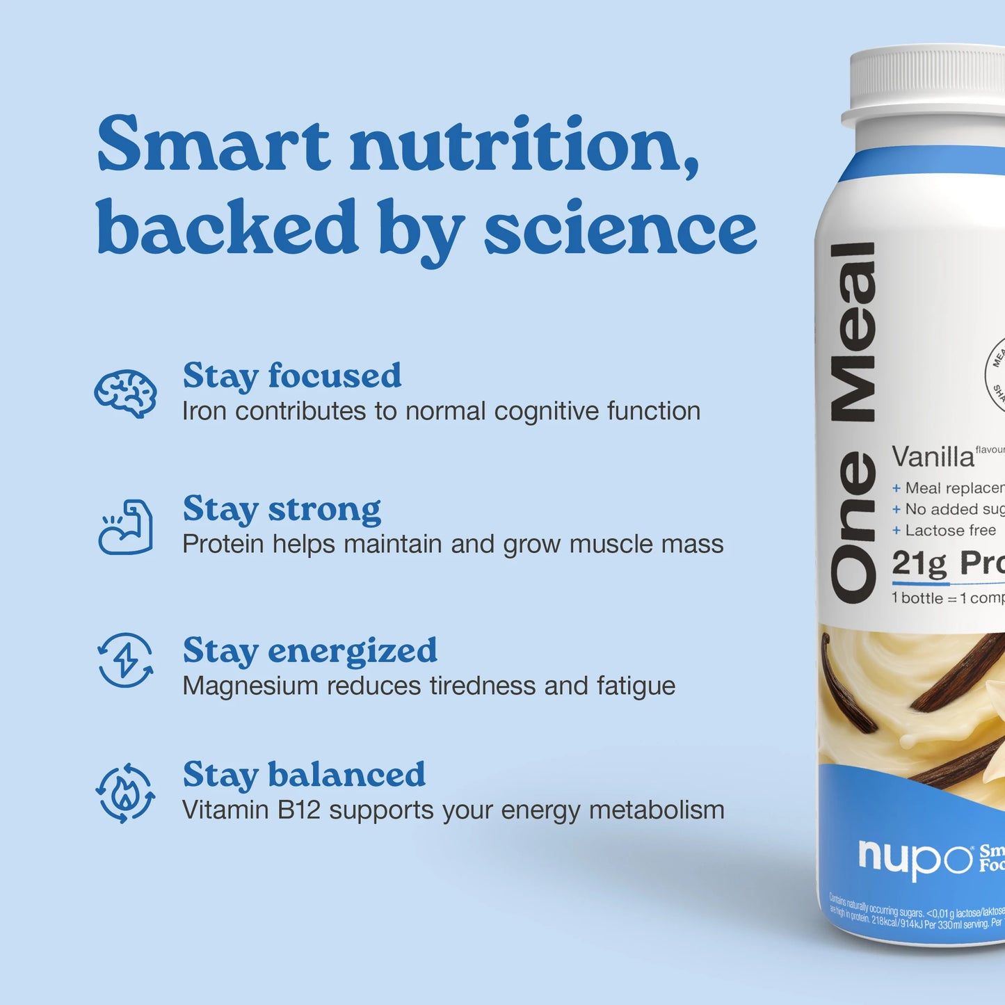Nupo One Meal RTD Caffe Latte nutrition facts on packaging