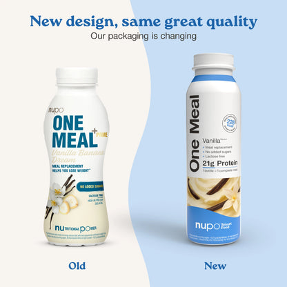 Nupo One Meal RTD Caffe Latte product and packaging display
